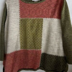 Alfred Dunner Multicolor Patchwork Sweater